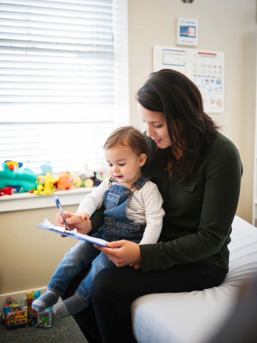 AI Doctor Notes app showing organized notes and a shareable summary after a child’s doctor visit.