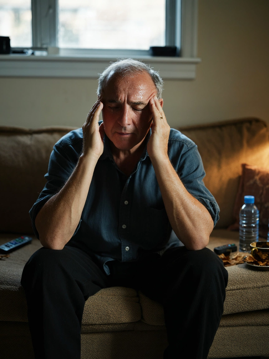 A person reviewing a structured headache diary on their phone, with symptoms and notes visible.