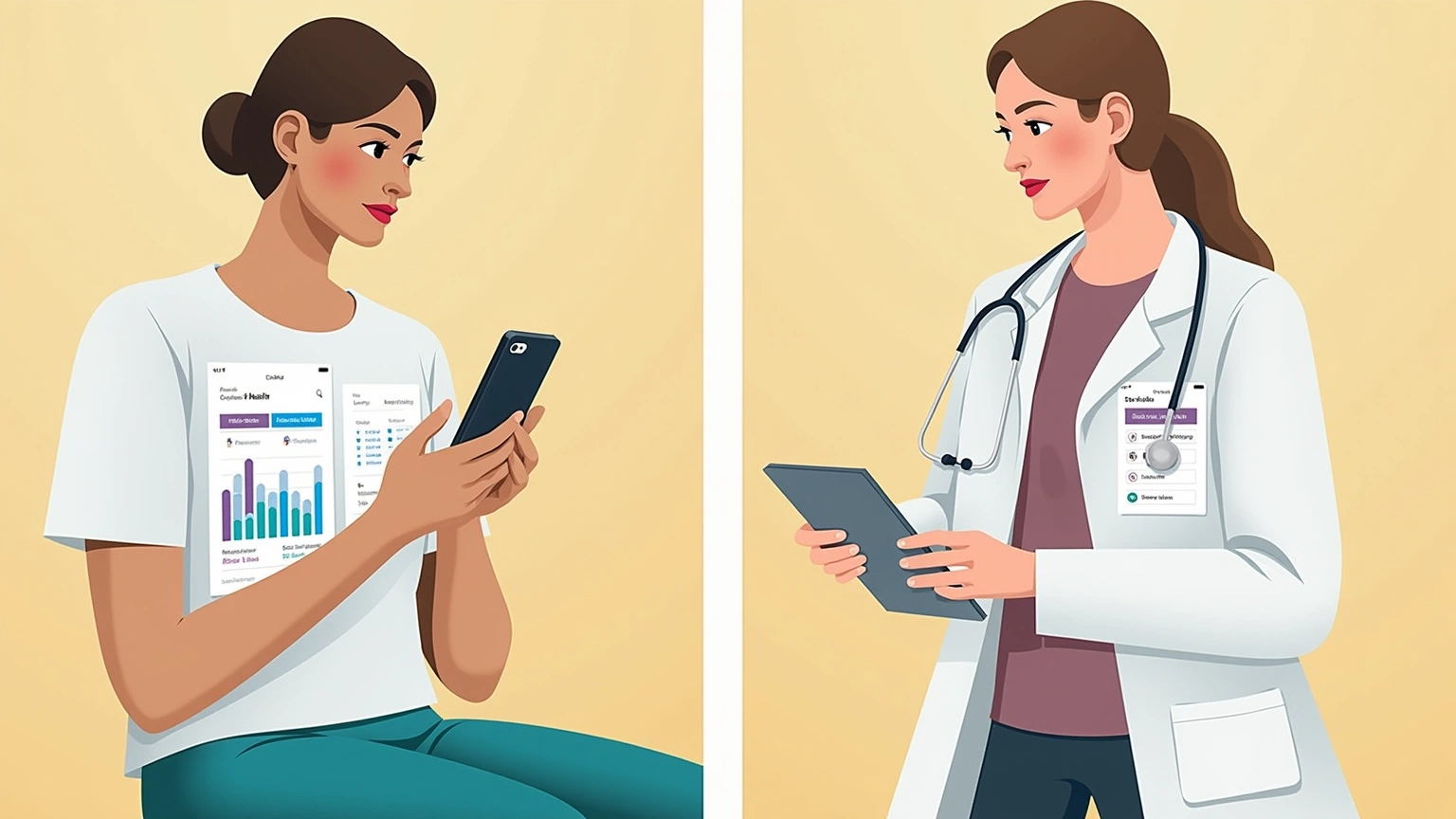 iPhone showing Apple Health app dashboard and AI Doctor Notes visit summary side by side