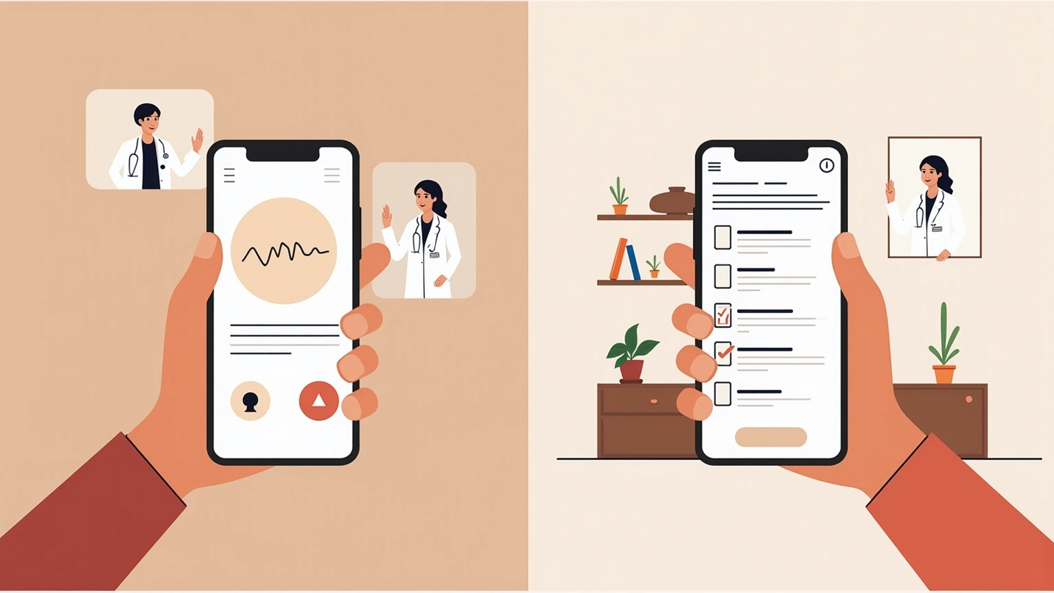 iPhone screens showing Bear Notes interface and AI Doctor Notes visit summary