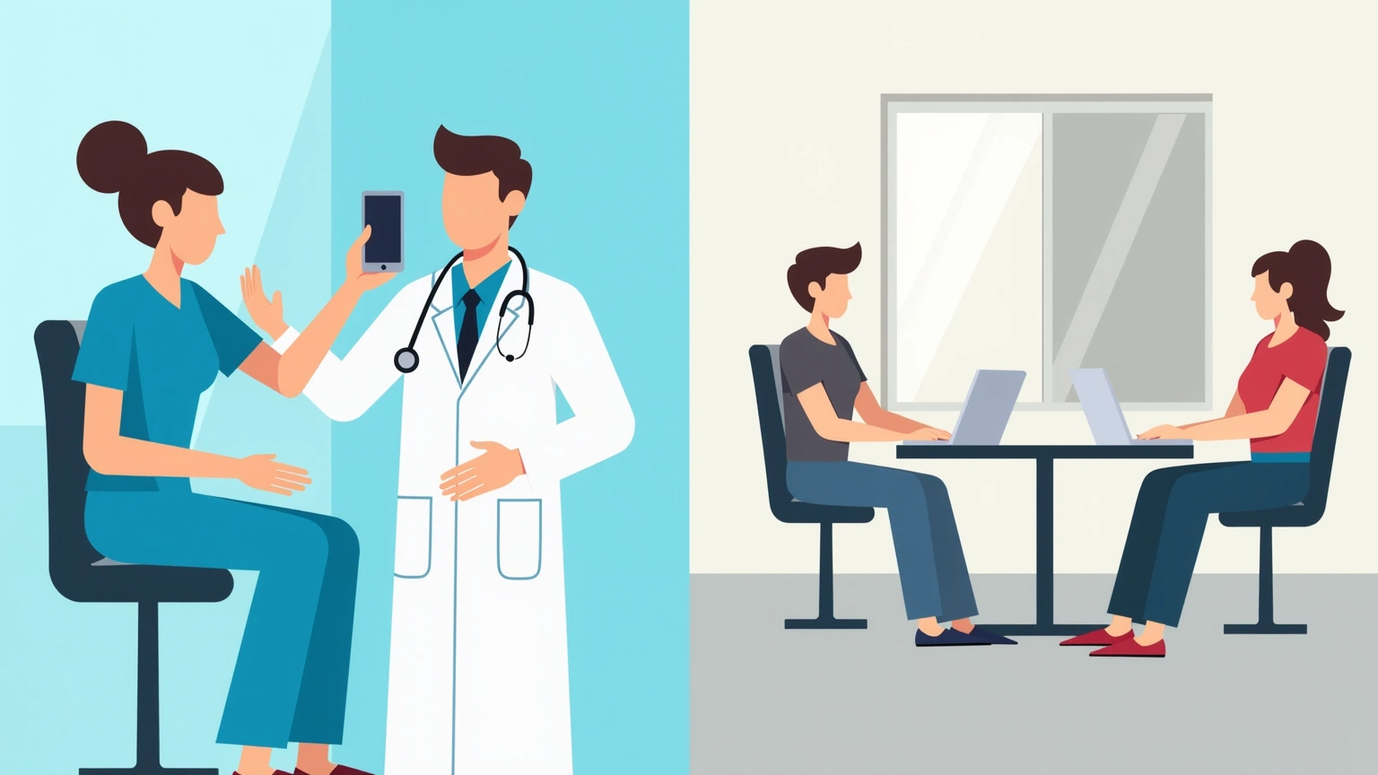 Split screen showing Otter.ai interface and AI Doctor Notes medical visit summary on phone screens