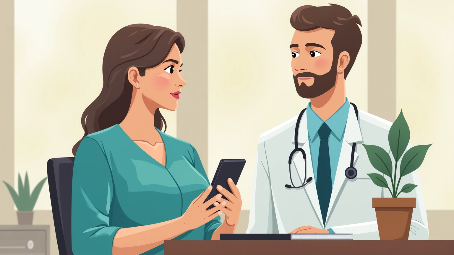 Patient checking their phone for state recording laws before a doctor appointment